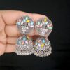 Chic Multicolor Silver Oxidised Jhumkas-blingytrends.com