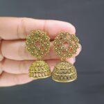 Golden Oxidised Floral Charm Jhumki