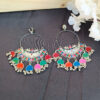 Oxidised Silver Meenakari Work Multicolor Chandbali Earring for Women & Girls-blingytrends.com