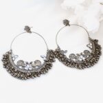 Oxidised Antique Black Chandbali Hoop Earrings