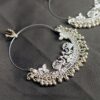 Oxidised Silver Chandbali Hoop Earrings-blingytrends.com