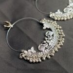 Oxidised Silver Chandbali Hoop Earrings