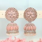 Imani Stone Jhumka Earrings - Pink