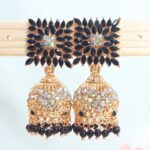 Kiara Stone Jhumka Earrings - Black