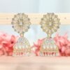 Alvina Stone Jhumka Earrings - White-blingytrends.com