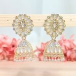 Alvina Stone Jhumka Earrings - White