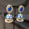 Nyla Meenakari Stud Jhumka Earrings - Blue-blingytrends.com