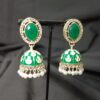 Anisa Meenakari Stud Jhumka Earrings - Green-blingytrends.com