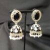 Laila Meenakari Stud Jhumka Earrings - Black-blingytrends.com