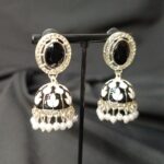 Laila Meenakari Stud Jhumka Earrings - Black