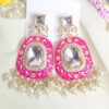 Nasrin Kundan Meenakari Earrings - Pink-blingytrends.com