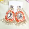 Jasmin Kundan Meenakari Earrings - Orange-blingytrends.com