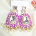 Samaya Kundan Meenakari Earrings - Purple