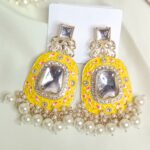 Zareen Kundan Meenakari Earrings - Yellow