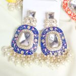 Shyama Kundan Meenakari Earrings - Blue