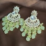 Amara Traditional Kundan Drop Earrings - Mint Green