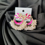 Lila Meenakari Poli Stud Earrings - Pink