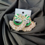 Irati Meenakari Poli Stud Earrings - Green