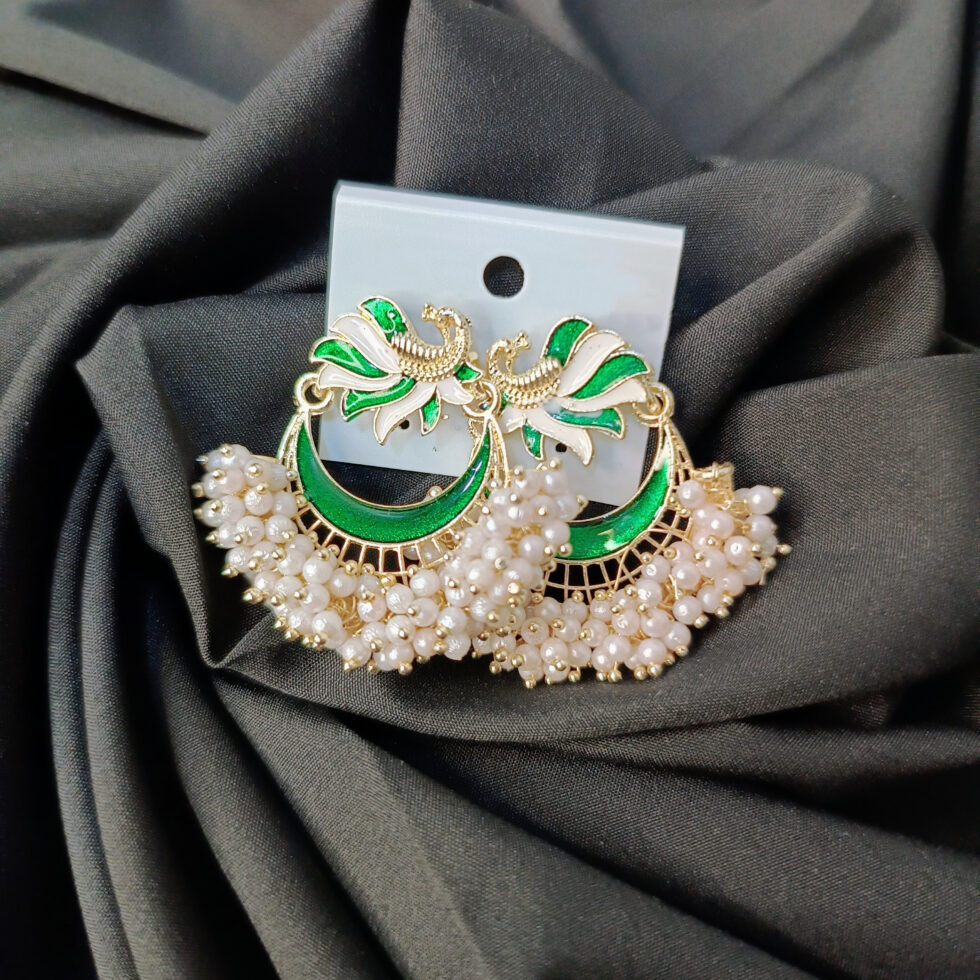 Irati Meenakari Poli Stud Earrings - Green-blingytrends.com