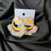 Gauri Meenakari Poli Stud Earrings - Yellow-blingytrends.com