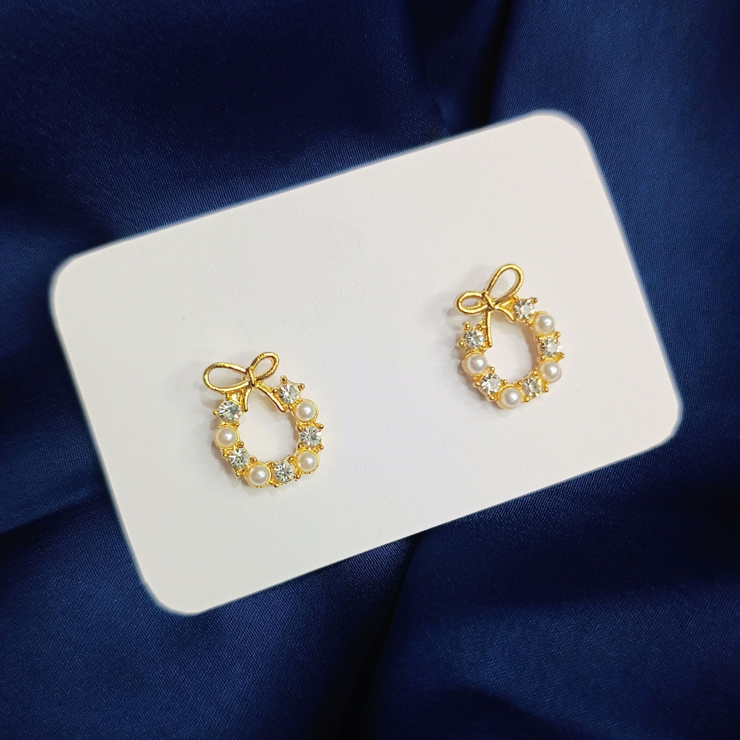 Korean Pearl & Bow Earrings-blingytrends.com