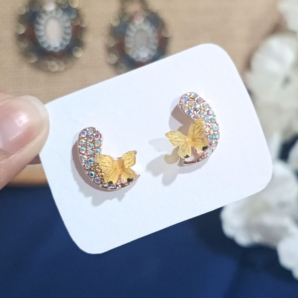 Sunshine Butterfly Sparkle Studs-blingytrends.com