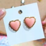 Timeless Coral Heart Studs in Solid Gold