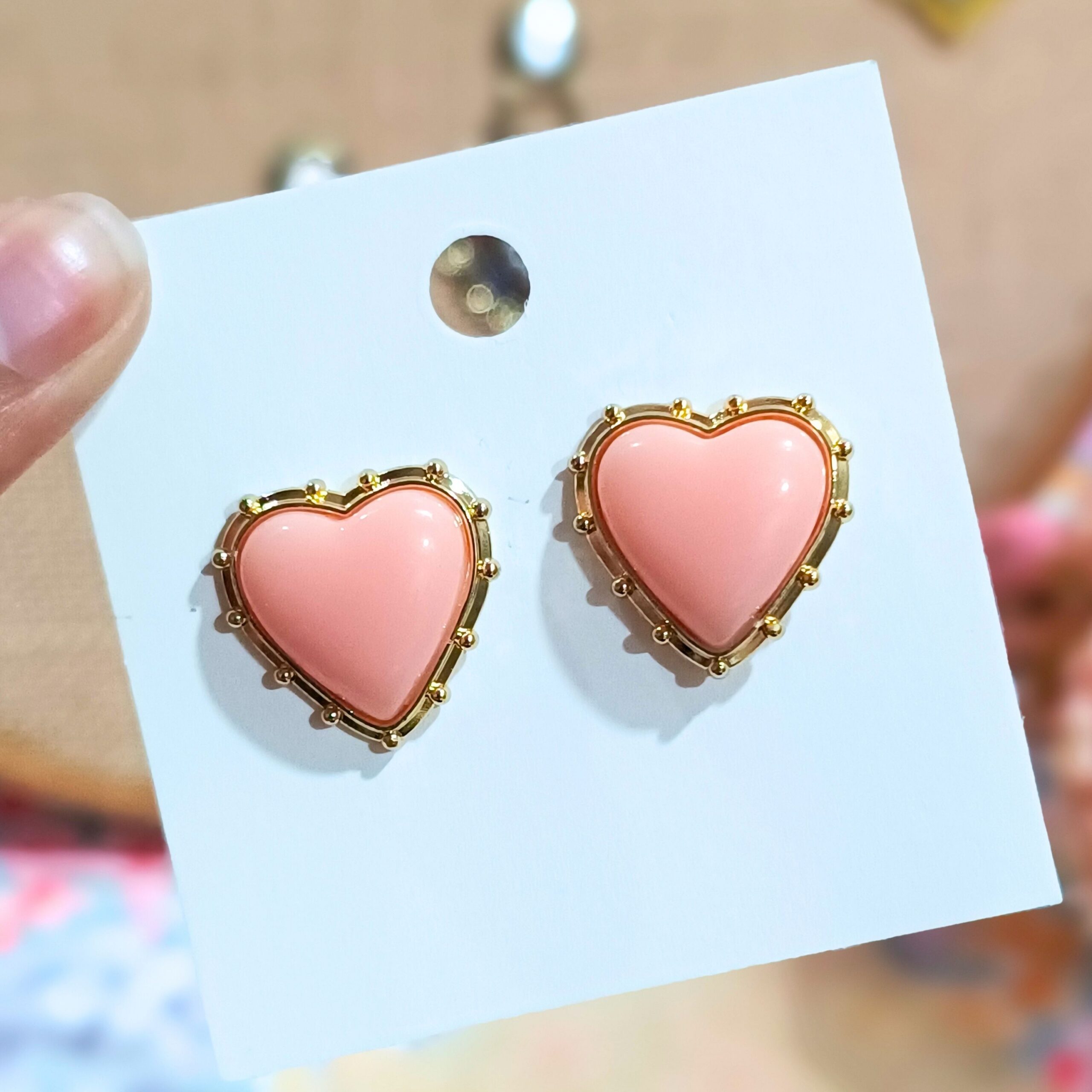 Timeless Coral Heart Studs in Solid Gold-blingytrends.com