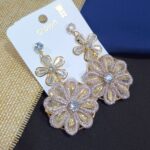 Rose Gold Floral Stone Earrings