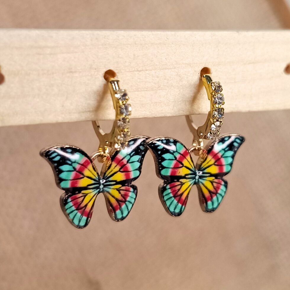 Charming Flutterby Green Earrings-blingytrends.com