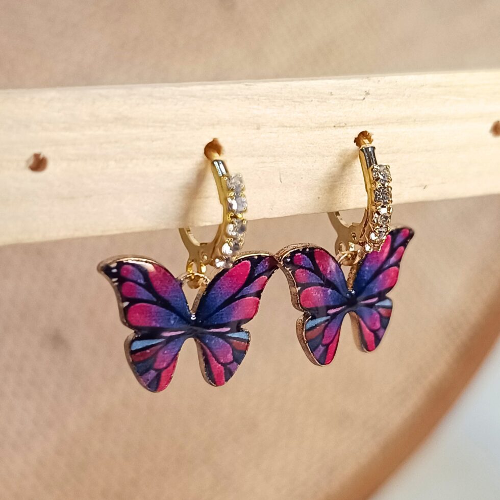 Charming Flutterby Purple Earrings-blingytrends.com