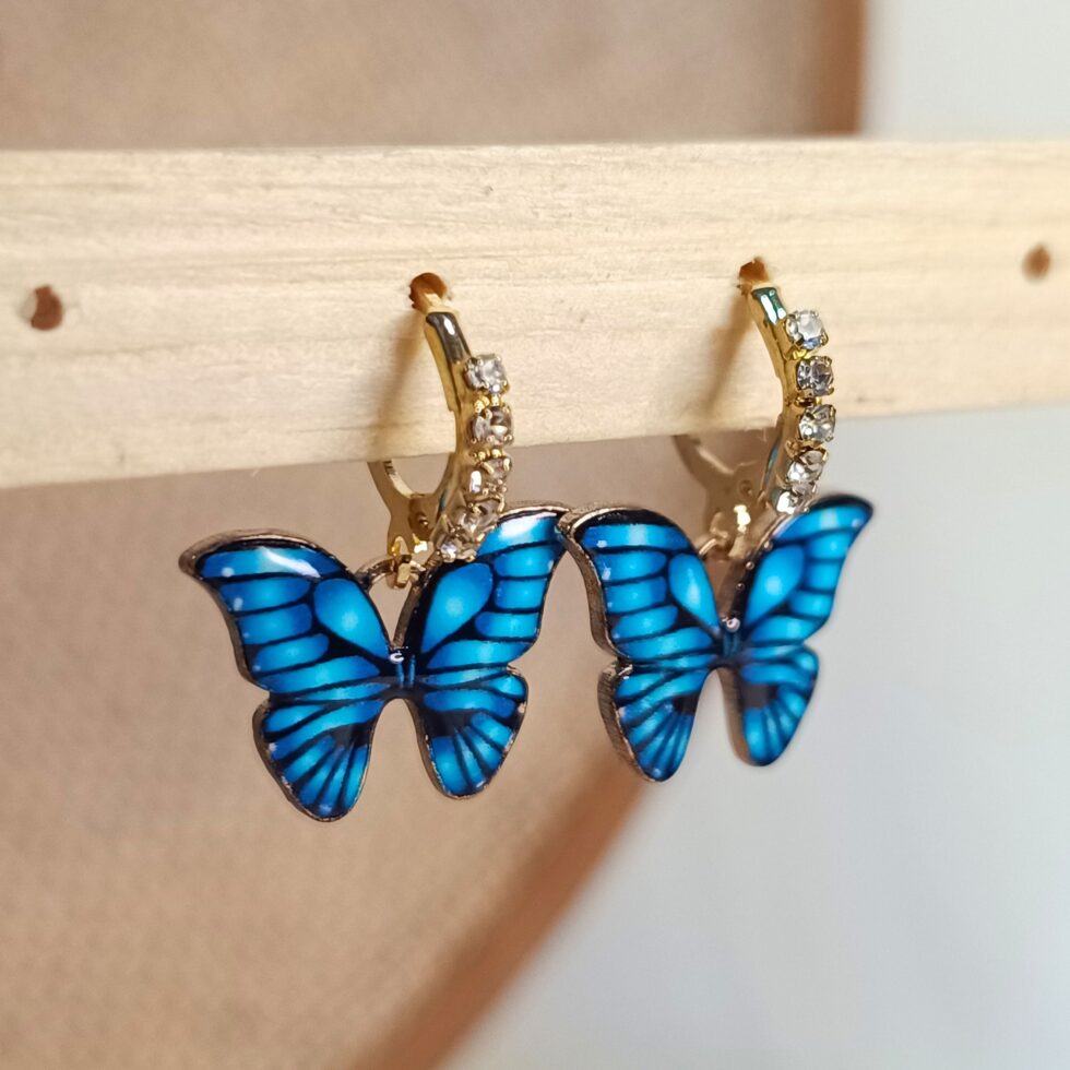 Charming Flutterby Blue Earrings-blingytrends.com