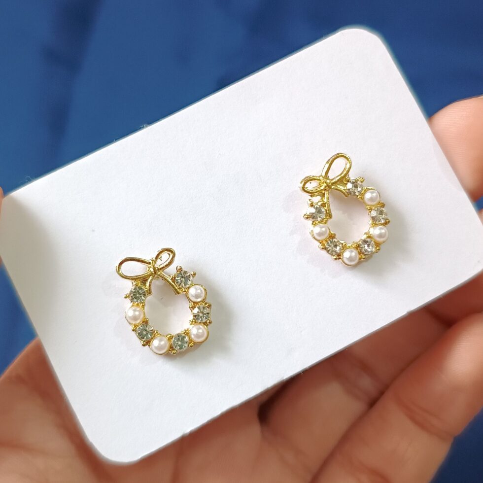 Korean Pearl & Bow Earrings-blingytrends.com