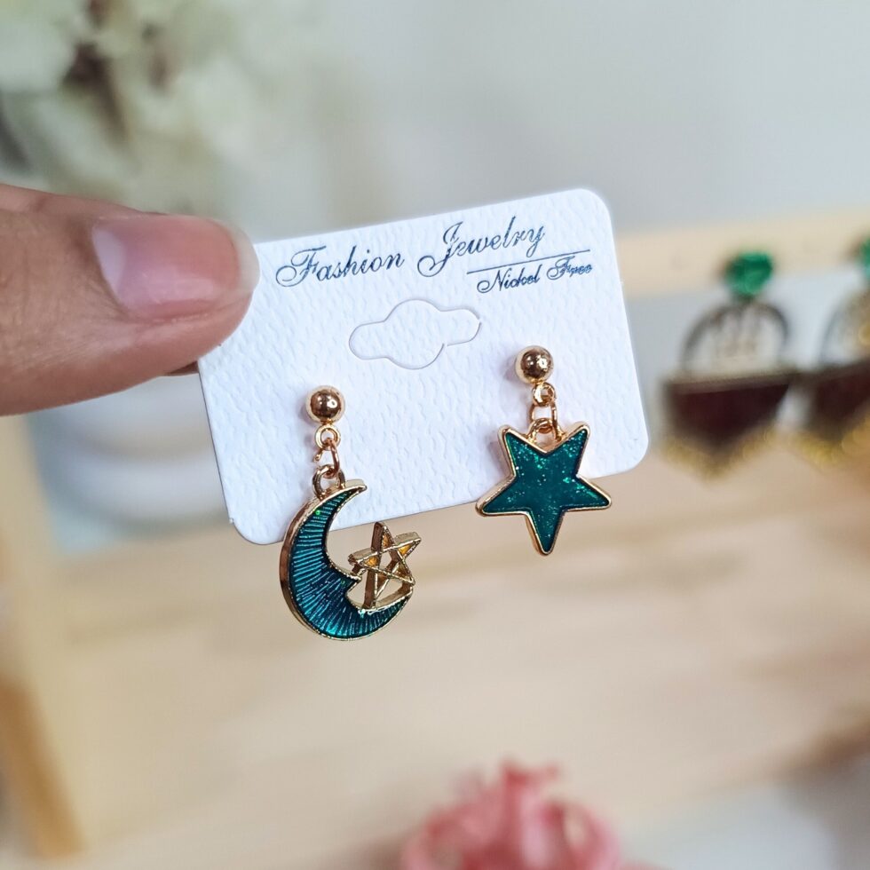 Emerald Moonlight Delight Earrings-blingytrends.com