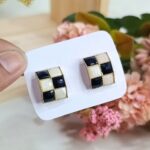 Chic Ebony & Ivory Stud Earrings