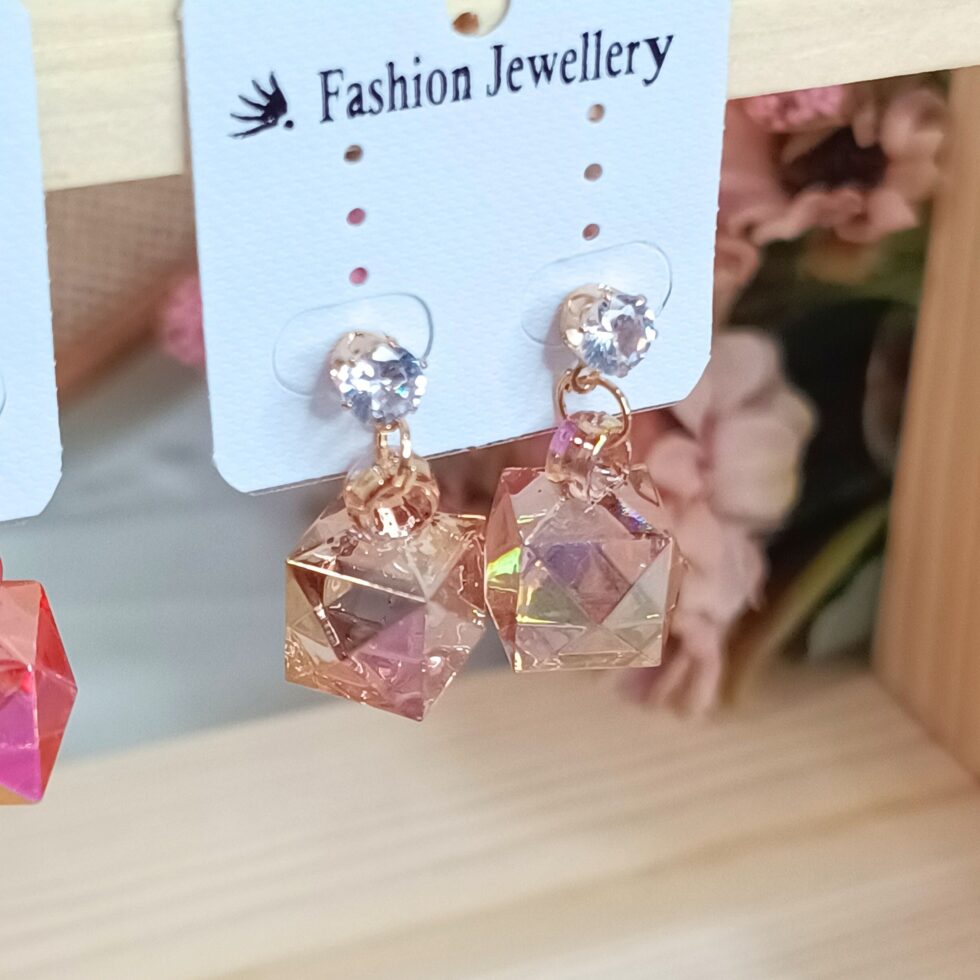 Peach Color Splash Acrylic Bead Earrings-blingytrends.com