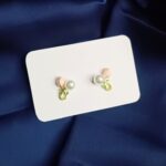 Korean Floral Pink Pearl Stud Earrings