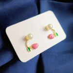 Pink Tulip Gold-Plated Korean Stud Earrings