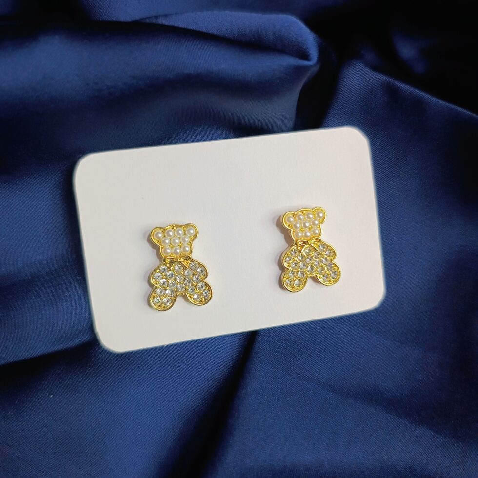 Cute Little Bear Gold-plated Stud Earrings-blingytrends.com