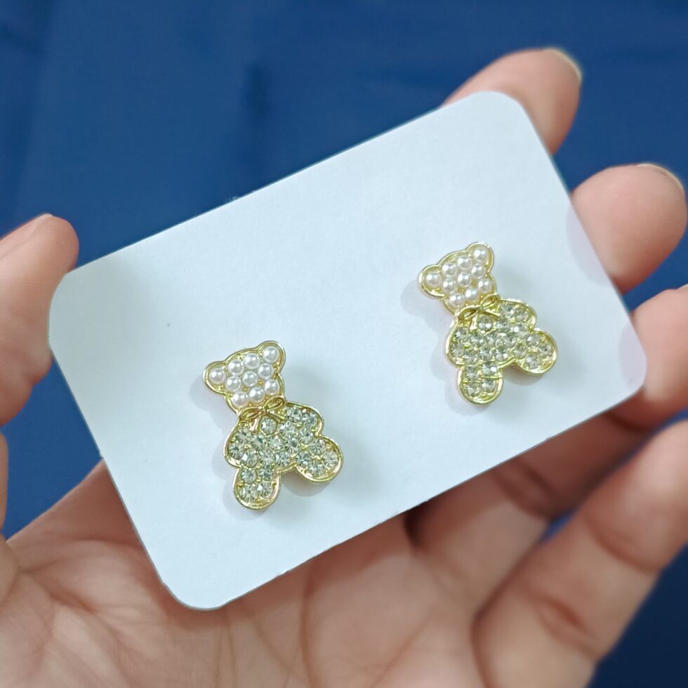 Cute Little Bear Gold-plated Stud Earrings-blingytrends.com